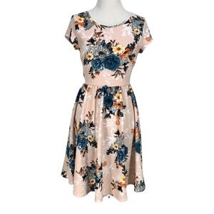 gLare Textured Knit Open Corset Back Floral Dress XS Pink Cottagecore